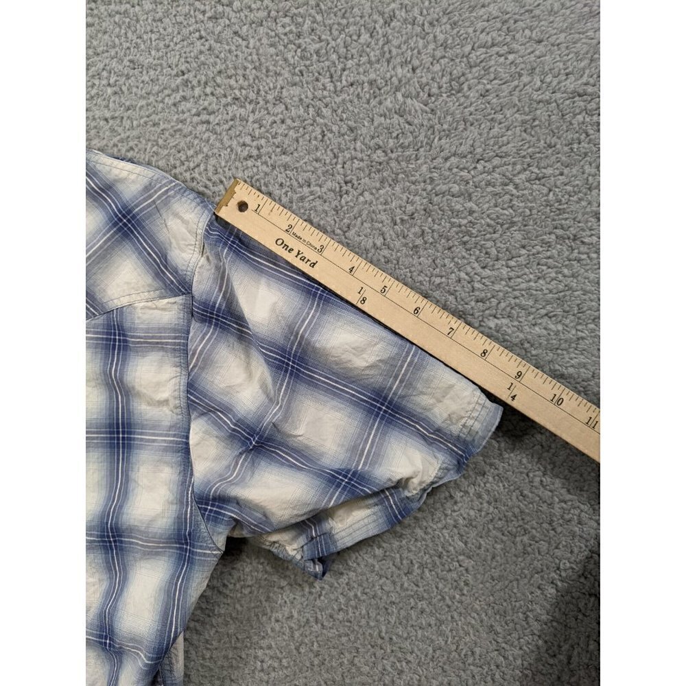 Royal Robbins Button Shirt Mens Large L Contemporary Fit Plaid Blue White - Picture 7 of 10